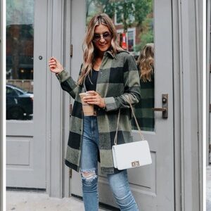 BB Dakota Olive and Black Buffalo plaid Shacket